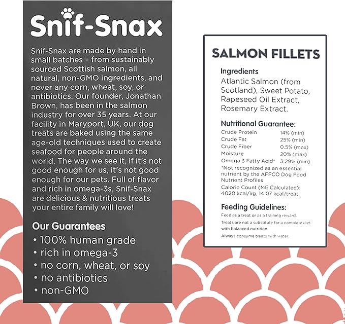 Snif-Snax Salmon Fillets Dog Treats 3 Pack – All Natural Human Grade Grain Free Training & Reward – High Protein Salmon Sticks for Dogs, Healthy Puppy Treats, Soft Jerky-Style Strips
