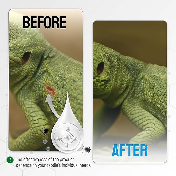 Reptile Wound Care Spray with Silver – for Wounds, Cuts, Scale Rot, Burns, Sores, Irritation, Abnormal Shedding – Topical Spray for Lizards, Bearded Dragons, Iguanas, Snakes, Geckos & Turtles – 4 Oz