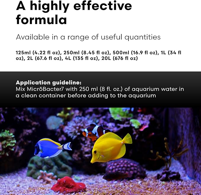 Brightwell Aquatics MicroBacter7 Complete Bioculture for Fish Tank or Aquarium - Populates Biological Filter Media for Saltwater and Freshwater Fish - Aquarium Water Treatments, 135.25 fl oz