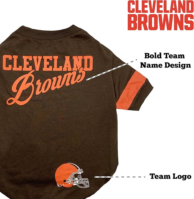 NFL Cleveland Browns Dog & Cat T-Shirt, Medium. Football PET TEE for NFL Team Fans. New & Updated Fashionable Stripe Design, Durable & Cute Sports Outfit