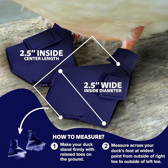 Duck Shoes for Injured Feet – Protective Neoprene Footwear for Ducks, Protective Shoes for Birds with Injured feet, Bumblefoot Relief - Small, 2.5’’ Max. Inside Width - Navy
