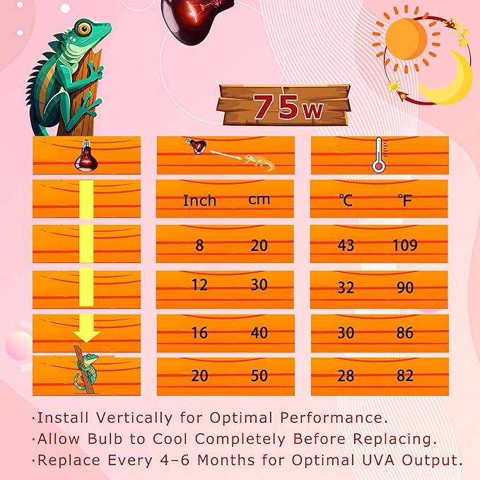 75W Infrared Red Basking Spot Light Bulb – Promotes Growth & Vitality, Heat Lamp for Reptiles & Amphibians, Bearded Dragons, Turtles, Snakes & Chicks, Terrarium & Brooder Heater
