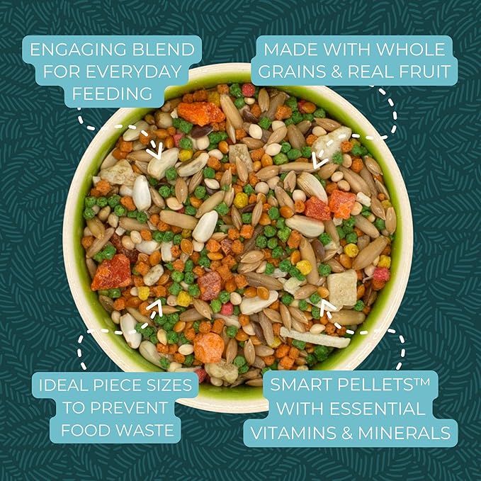 ZuPreem Smart Selects Pellets & Seed Blend, Daily Food for Cockatiel, Lovebird, Quaker, Conure, Lorikeet, Core Nutrition Food for Medium Birds, Essential Vitamins, Conure Feed (M, 2.5 lbs)