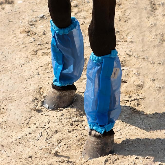 Universal Size Horse Leggings Fine Mesh Greatly Reduce Stomping Breathable Horse Boots Leg Wraps (Set of 4) Blue