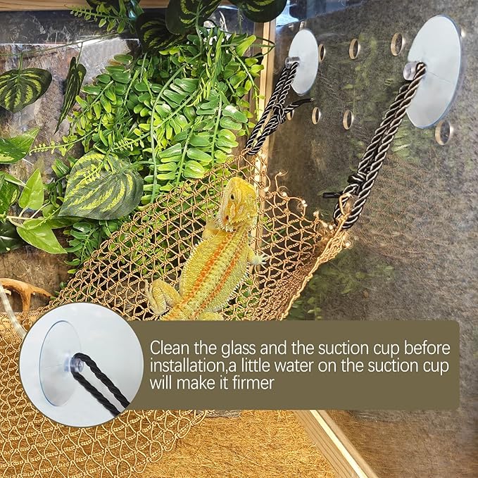 Bearded Dragon Hammock Lizard Climbing Hammock Lounger Collapsible Reptile Climbing Wall Bridge Tank Accessories for Gecko Snake Hermit Crab Chameleon (2 Pcs)
