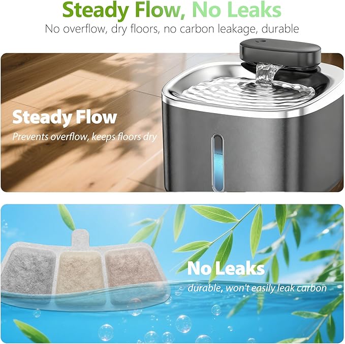 6+6 Packs Cat Water Fountain Filters Replacement - Compatible with oneisall PW03 PW04 Cat Fountain, Fits 3.5L/118oz Pet Water Fountains, with Pre-Filter Sponges
