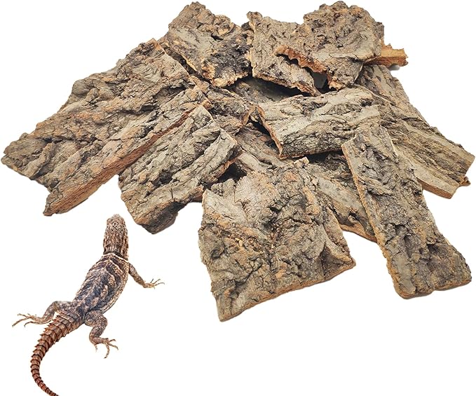 VCEPJH Reptile Bark Bedding,1 LB Natural Cork Bark for Reptiles Flat Cork Wood Terrarium Substrate Tank Supplies for Snake Spiders Bearded Dragons Hermit Crabs Geckos