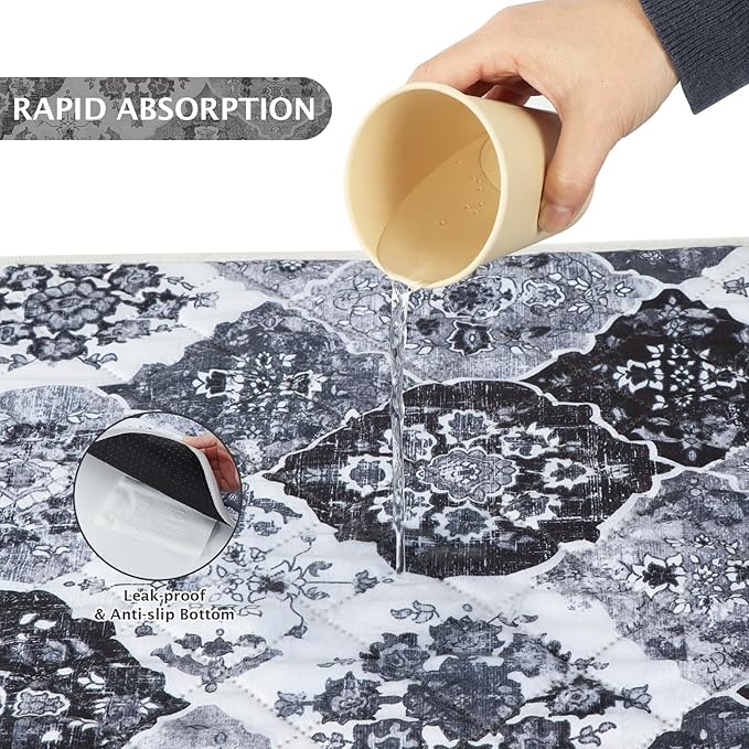 IEUUMLER Washable Pee Pads for Dogs, 2 Pack Reusable Pee Pads for Dogs Non-Slip Grip, Super Absorbent Waterproof Puppy Pads for Potty Training, Playpen, Crate, Whelping Box EU011 Black Grey, 36x31