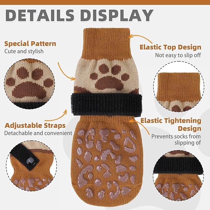 KOOLTAIL Dog Socks for Hot/Cold Pavement to Prevent Licking Paws Scratching,Anti Slip Pet Boots&Paw Protector for Hardwood Floors,Traction Control Grip Booties for Small Medium Large Senior Dogs S