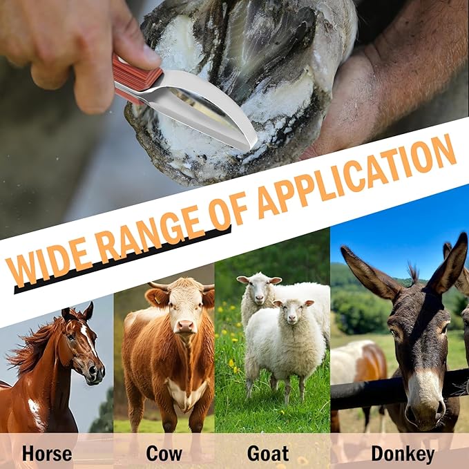 3-in-1 Farrier Hoof Knife with Built-in Sharpenerener & Horseshoe Brush–High Carbon Steel Blade,Sharpener Hoof Knife,Hoof Knife Sharpenerener for Professional Trimming, Grooming & Hoof Care