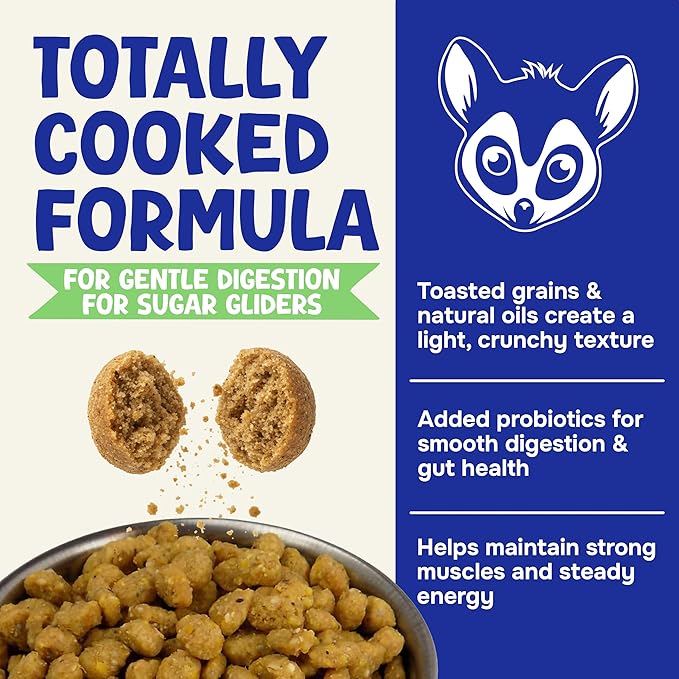 Happy Glider Premium Sugar Glider Food - High Protein, Calcium, Vitamins and Minerals, Complete Nutrition for Small Animals and Exotic Pets, 4 Months Supply - Fruity, 3 lbs