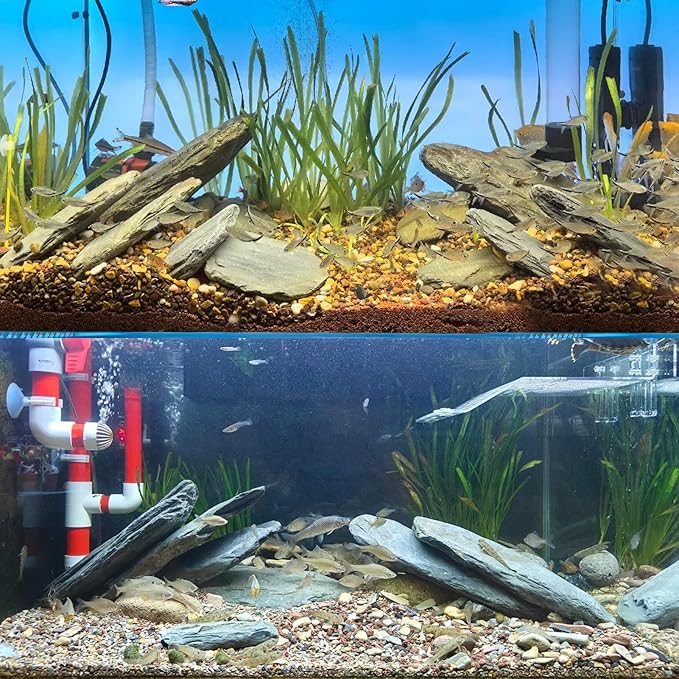 Aquarium Stone Stream Turtle Platform Natural Slate 3-9 inches Turtle Tank Rocks for Aquarium Decoration and Amphibian habitat-20lb