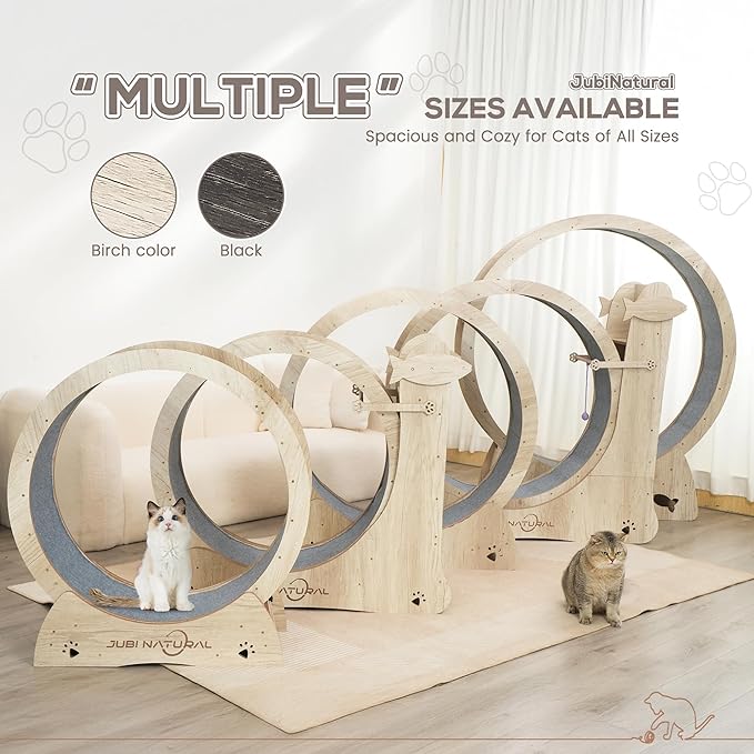 Cat Exercise Wheel, 35.9" Cat Running Wheel for Indoor Cats with Quiet Carpeted Runway, Cats Treadmill Wheels with Locking Mechanism, Cat's Weight Loss and Health