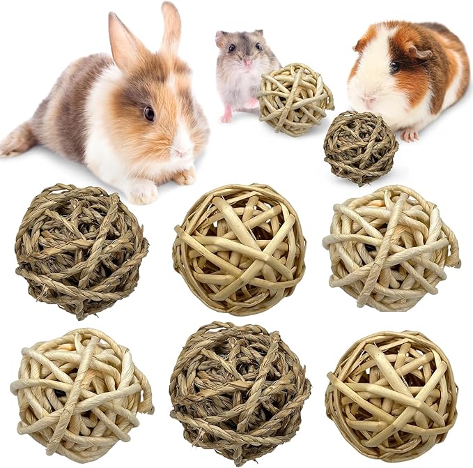 Tfwadmx 6 Pcs Small Animal Chew Ball Toy Rabbit Rolling Activity Play Balls Pet Cage Entertainment Accessories for Hamster Guinea Pigs Gerbil Chinchilla Hedgehog Teeth Grinding Gnawing