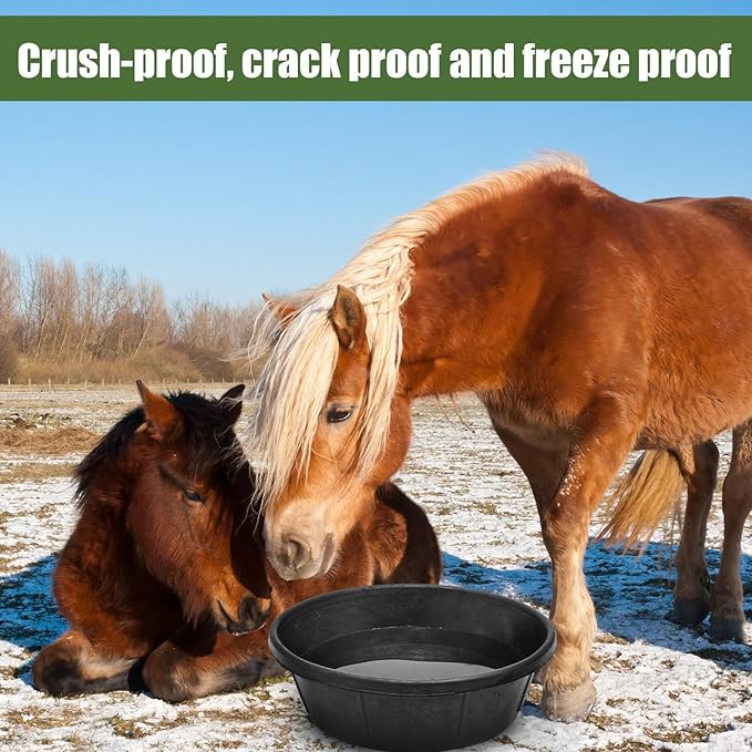 Sadnyy 4 Pcs Rubber Feed Pan 4 Quart and 8 Quart Feed Pan Water Trough Rubber Bowl Bath Dust Container for Chicken Duck Pig Dogs Cats Goats Horses Outdoor Livestock Animal
