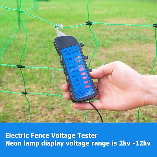 Electric Fence Voltage Tester, 12KV Fence Tester 8 Neon Indicator Lights/Fence Tester for Farms Fault Finder Portable Testing Tool