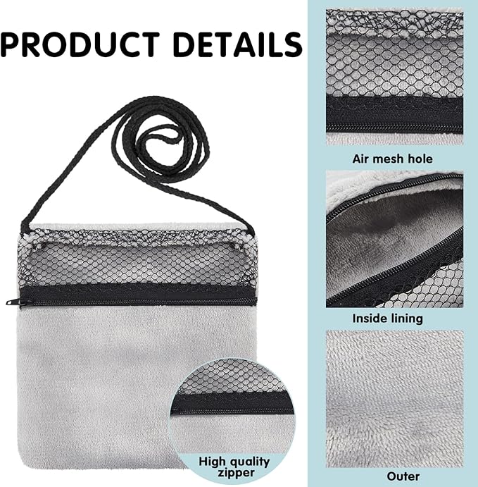 Sweetude 2 Pcs Sugar Glider Bonding Pouch Small Animal Outgoing Sleeping Bag Breathable Small Animal Carry Pouch with Shoulder Strap for Marmosets Squirrels Hamsters and Other Pets(Gray)