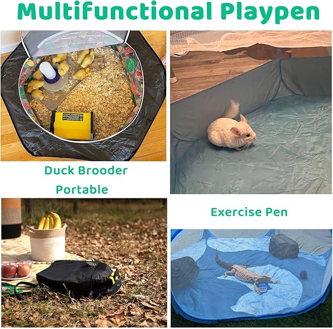 Amakunft Small Animal Pop-Up Playpen with Mesh Cover, 47'' x 23.6'' x 15'' Chicken Brooder Box, Play Pen Indoor Outdoor for Guinea Pigs, Bunny, Rabbits, Ferrets, Chinchillas, Kittens