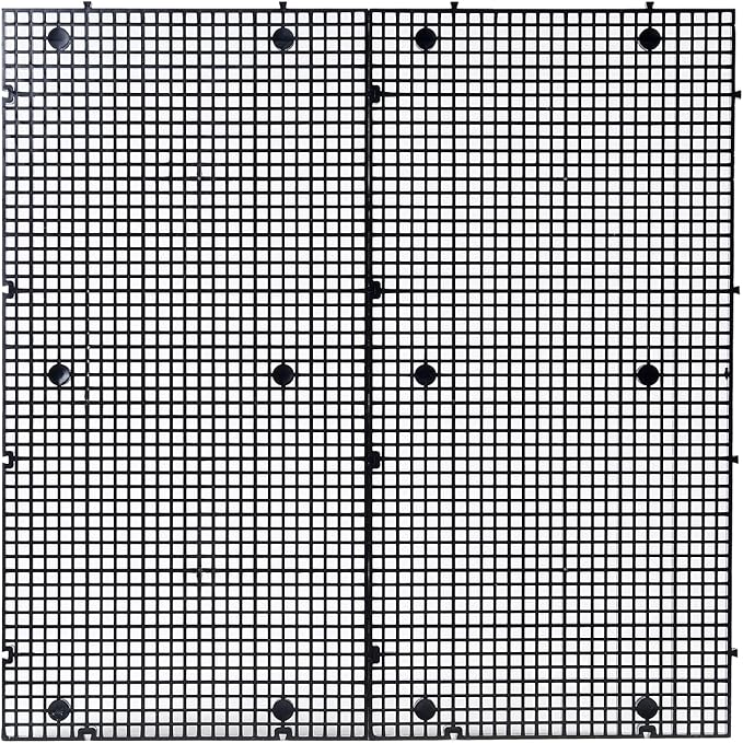ALEGI Plastic Grid Divider Tray Egg Crate Louvre Aquarium Fish Tank Bottom Isolation with Bracket (8pcs Black) (Pack of 2)