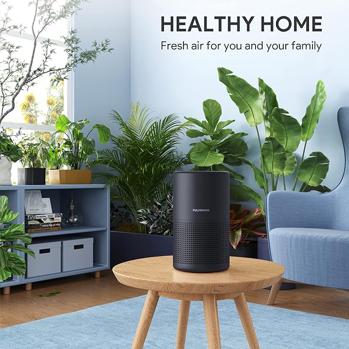 Air Purifiers for Bedroom, FULMINARE H13 True HEPA Air Filter, Quiet Air Cleaner With Night Light, Portable Small Air Purifier for Home, Office, Living Room Black