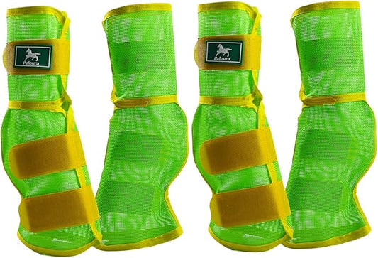 Fly Boots for Horses Set of 4 – Breathable Mesh Leg Protection for Summer with Ventilated Design & All-Day Comfort （Green，Large