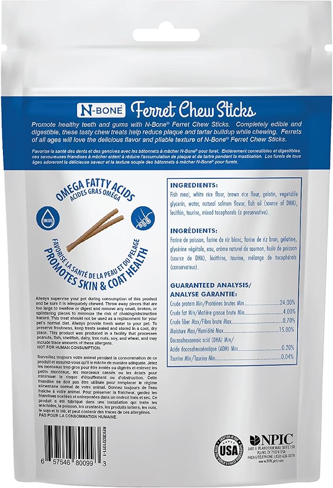 N-Bone Ferret Chew Sticks Salmon Flavor, 1.87-oz Bag
