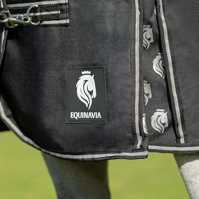 Equinavia Norse Lightweight 100g Fill Horse Rain Blanket | Waterproof Turnout Sheet - Black - 66 in - Black - 81 in