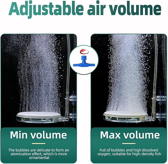 Upettools Aquarium Air Stone Fish Tank Nano Bubble Stone Kit with Control Valve Quiet Super-High Dissolved Oxygen Diffuser Makes Super Tiny Bubbles for Fish Tank and Hydroponic (T100)