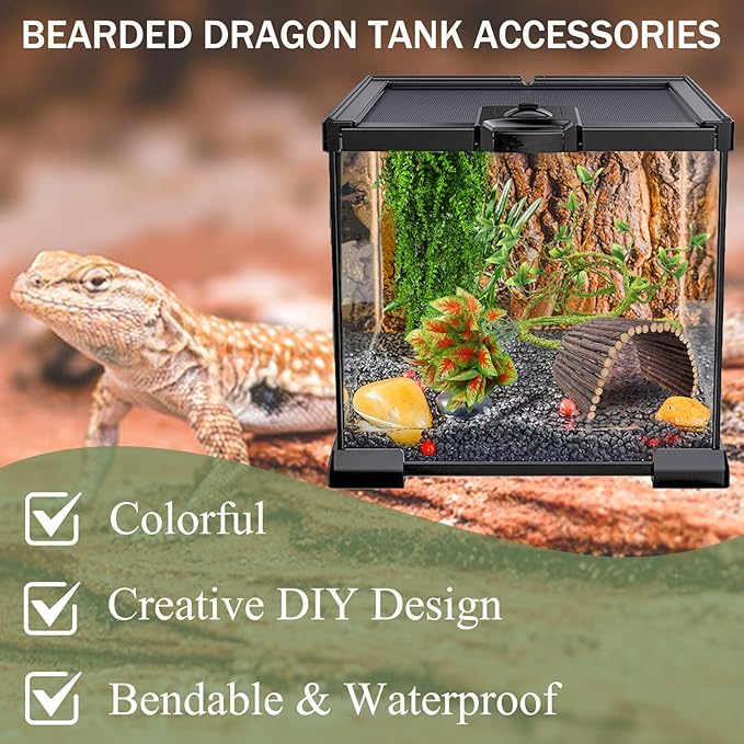 Bearded Dragon Tank Accessories, Reptile Plants Bridge Jungle Climber Vines for Snakes Bearded Dragon Chameleon Gecko Lizard