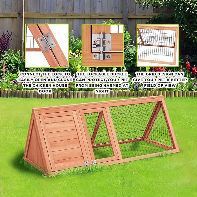 Small Chicken coop for 2-4 Chickens Outdoor Wooden with Waterproof Asphalt Roof, Ramp, and Multiple Doors Openable Top Pull-Out Tray Suitable for Outdoor Backyard (Brown)