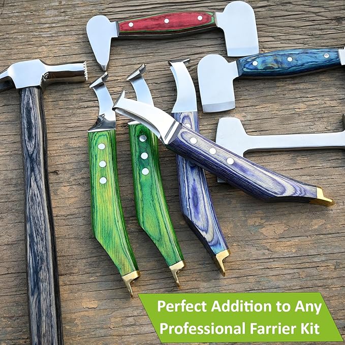Premium Narrow Blade Farrier Hoof Knife – Professional Hoof Trimming Tool with Wooden Handle & Stainless Steel Blade (White Handle)