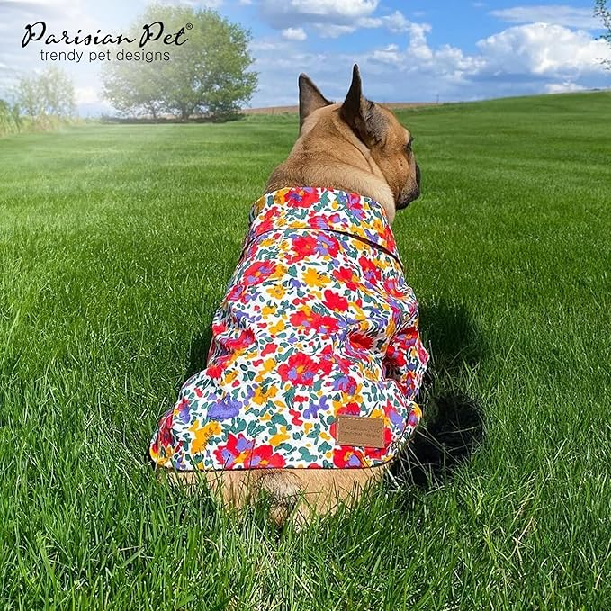 Parisian Pet Floral Dog Shirt - 100% Cotton Summer Clothes - Stylish Beach Outfit - Hook and Loop Closure - Machine Washable - 2XL