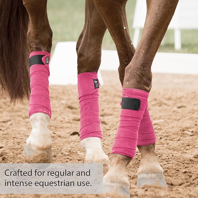 Horse Polo Leg Wraps, 5' Long Fleece Polo Wraps for Horses Set of 4, Horse Leg Bandages Stable Supplies Equestrian Boots Horse Leg Protection Magenta