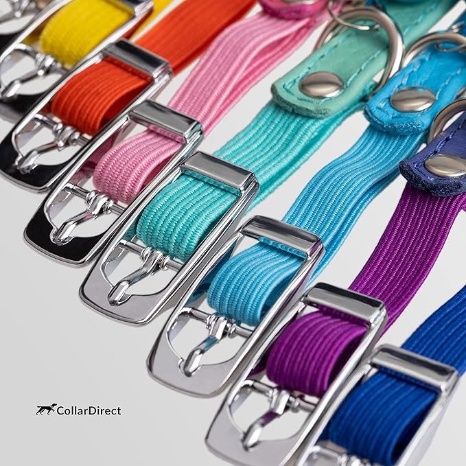 CollarDirect Leather Cat Collar, Cat Safety Collar with Elastic Strap, Kitten Collar with Bell Black Blue Red Orange Lime Green (8-11 Inch, Mint Green)