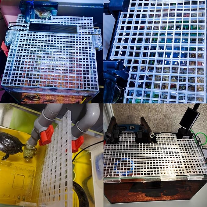 ALEGI Aquarium Fish Tank Divider Plastic Egg Crate Aquarium Filter Bottom Tray Plastic Grid (S 6pcs)