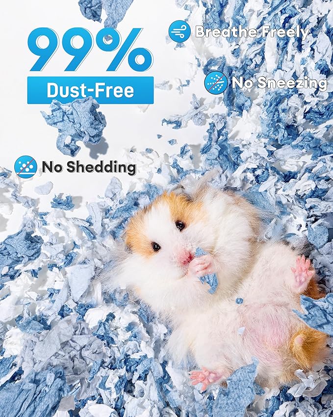 BUCATSTATE Hamster Bedding 15L, 99% Dust-Free Guinea Pig Paper Bedding Odor Control Paper Bedding, Cozy Small Animal Bedding for Rabbit Rat Syrian Dwarf Hamsters Gerbils (Ocean Blue)