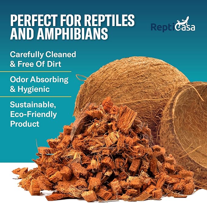Coconut Chips Substrate Block - Natural, Organic Bedding for Reptiles, Snakes, Tortoise, and Amphibians - Clean, Odor Absorbing, and Expandable up to 75 Quart - Tank Coco Husk