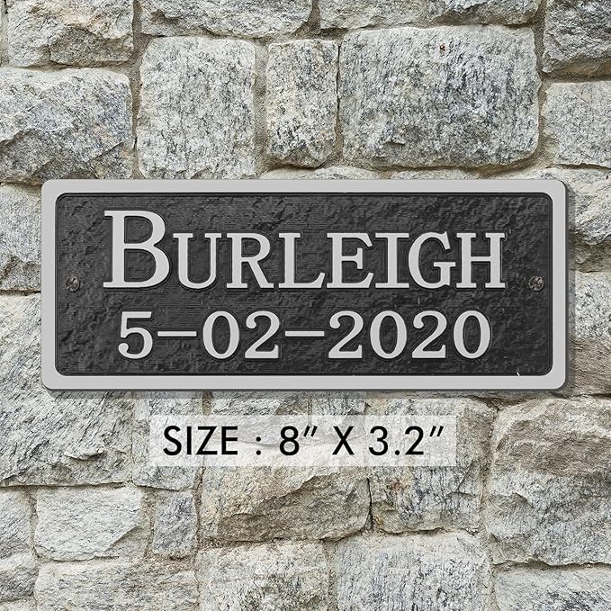 Acrylic Horse Stall Name Plate, 2.4" x 8" Personalized Stall Signs, UV Protected, Custom Pet Name Sign, All Weather Adhesive, Mounting (Silver, Style 7)