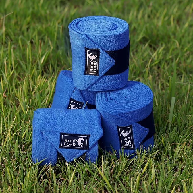 Horse Polo Leg Wraps, 5' Long Fleece Polo Wraps for Horses Set of 4, Horse Leg Bandages Stable Supplies Equestrian Boots Horse Leg Protection Champion Blue