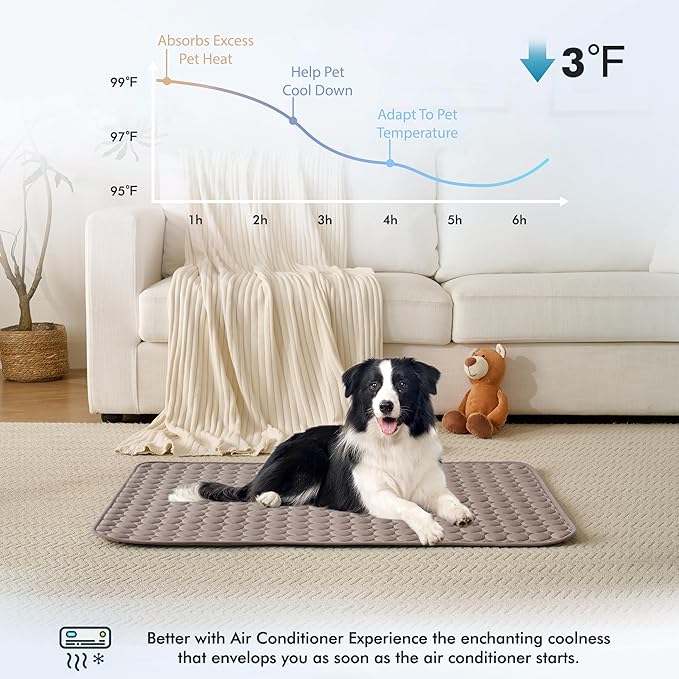 MICROCOSMOS Summer Cooling Mat & Sleeping Pad- Water Absorption Top, Materials Safe, Easy Carry, EZ Clean. Keep Cooling for Pets, Kids and Adults.(Brown, 19" x 15")