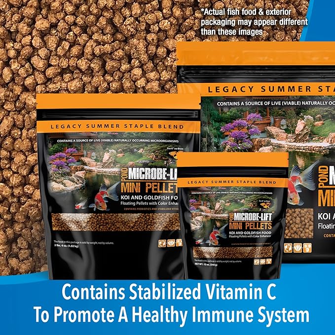 MICROBE-LIFT MLLMPSM Mini Floating Fish Food Pellets for Ponds, Water Gardens, and Fountains, for Small Live Goldfish and Koi, 12 Ounces