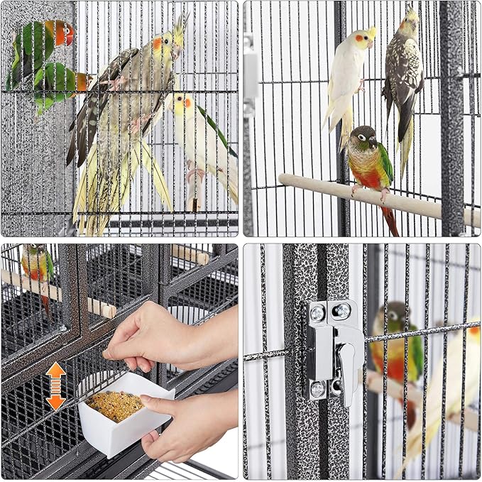 Yaheetech Stackable Divided Breeder Breeding Parakeet Bird Cage for Canaries Cockatiels Lovebirds Finches Budgies Small Parrots with Detachable Rolling Stand, Black