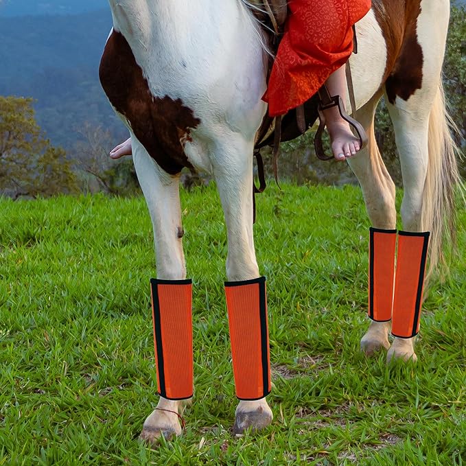 4 Pack Mesh Fly Boots for Horse Loose Breathable Horse Leggins Protective Horse Leg Wraps Protective Horse Leggings for Preventing Flies Bites (A)
