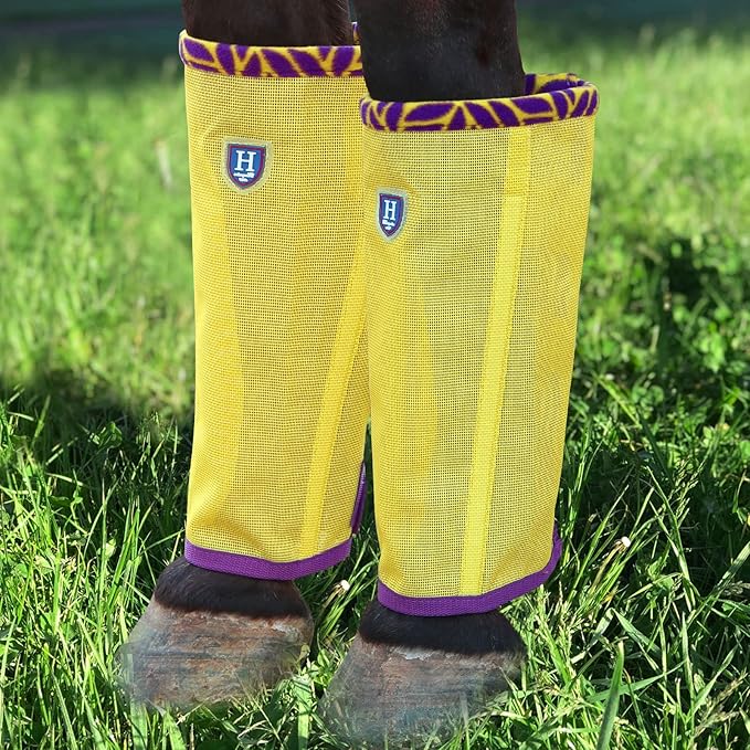 Fine Mesh Fly Boots Loose Fitting & Non-Slip Horse Fly Leggings Fleece Air Flow (Set of 4)