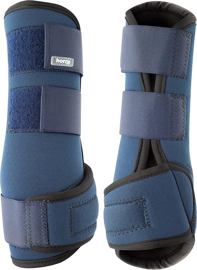 HORZE Brushing Splint Boots for Horses (Pair) - Durable Neoprene, Secure Closure, Lightweight - Blue - L