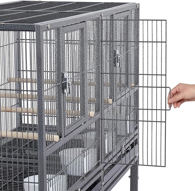 Topeakmart 5 Pack Divided Breeder Parakeet Canary Lovebird Finch Budgie Bird Cages W/Rolling Stand