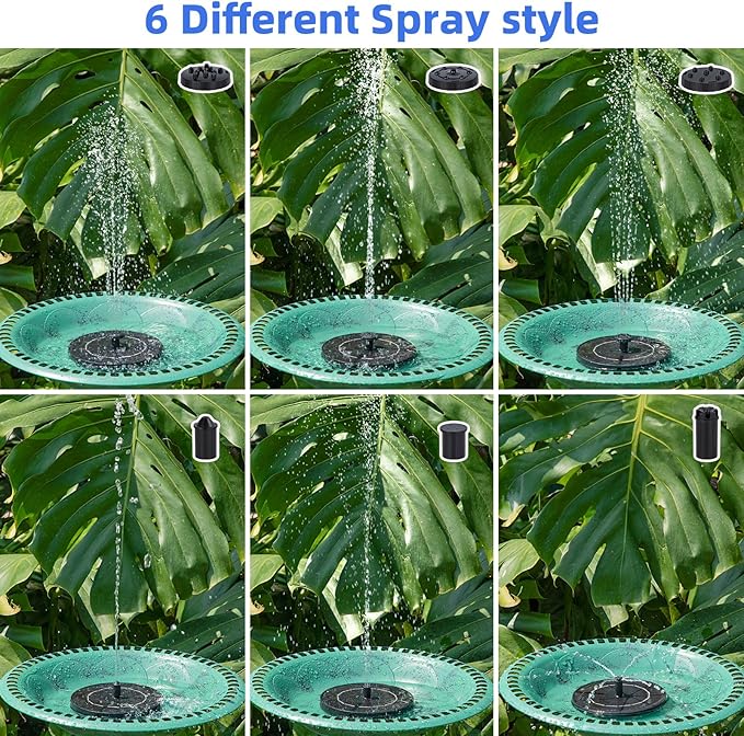 Solar Fountain for Bird Bath, Solar Water Fountain with Multiple Nozzles & Fixed Pipes, Upgraded Version 3.5W Solar Water Pump, Suitable for Bird Bath, Garden, Courtyard, Fish Tank, Outdoor