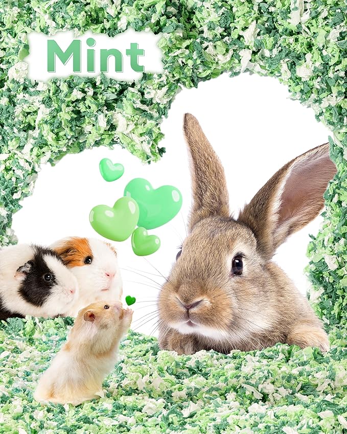 BUCATSTATE Hamster Bedding 70L, 99% Dust-Free Guinea Pig Paper Bedding Odor Control Paper Bedding, Cozy Small Animal Bedding for Rabbit Mouse Syrian Dwarf Hamsters Gerbils (Green)