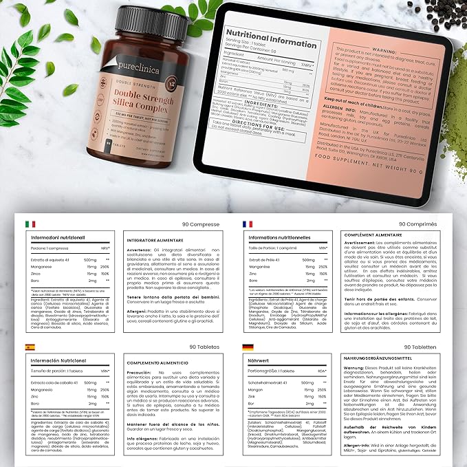 Double Strength Silica Complex – 18 Month Supply! (2000mg Horsetail Extract x 540 Tablets(6 Bottles of 90))