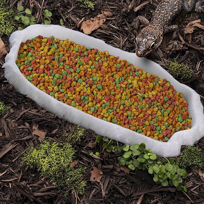 Gecko Cave Reptile Feeding Tray – Naturalistic Pet Dish for Lizards, Snakes, Bearded Dragons, Tortoises & Turtles - Glow in The Dark
